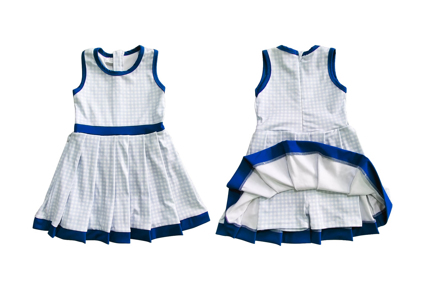 7.17GSD2759 Blue Plaid Sleeveless Yoga Dress