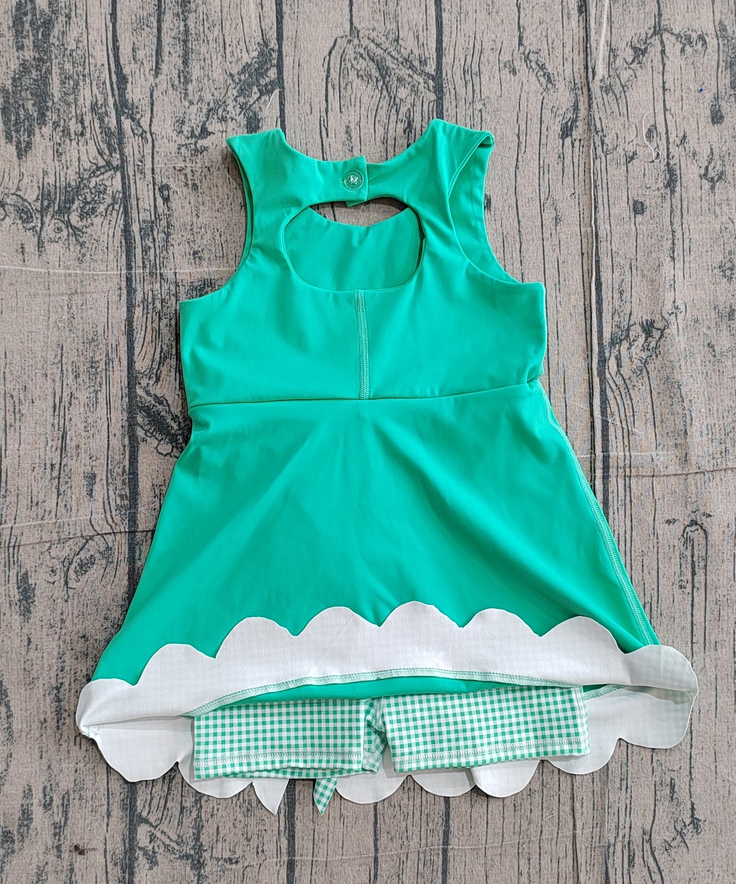 GSD3029Baby Girls Green Sleeveless Yoga Shorts Bows Knee Length Dresses Preorder
