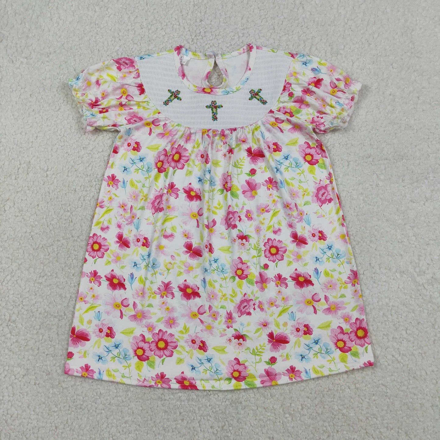 3.28 Sibling Baby Kids Short sleeves He is rise cross kids girls Easter dresses