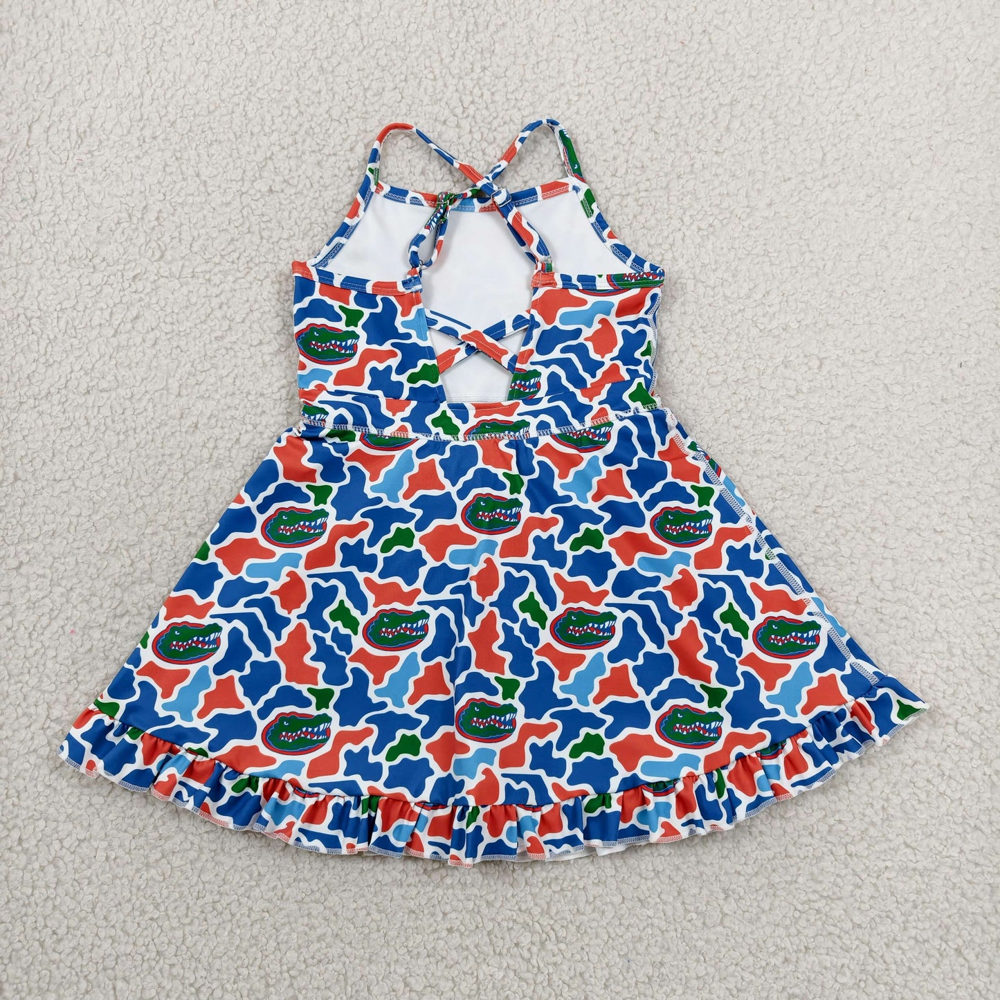 Baby Girls Strap Camo Crocodiles Team Yoga Active Shorts Ruffle Knee Length Dress