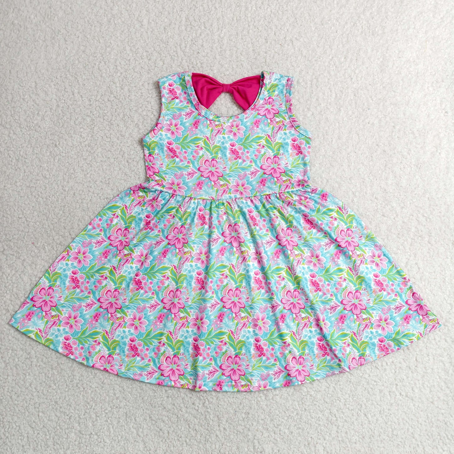 RTS NO MOQ milk silk GSD3863 Baby Girls Sleeveless Watercolor Flowers Knee Length Dresses