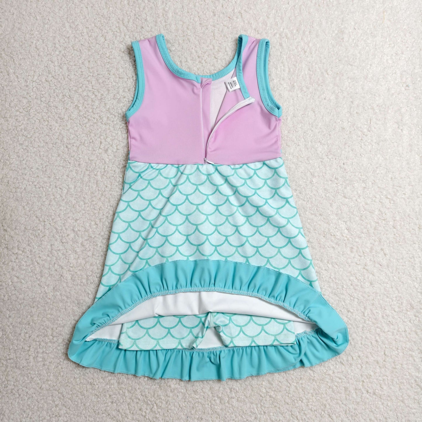 RTS NO MOQ Yoga GSD4125 Baby Girls Sleeveless Mermaid Yoga Active Short Knee Length Dress