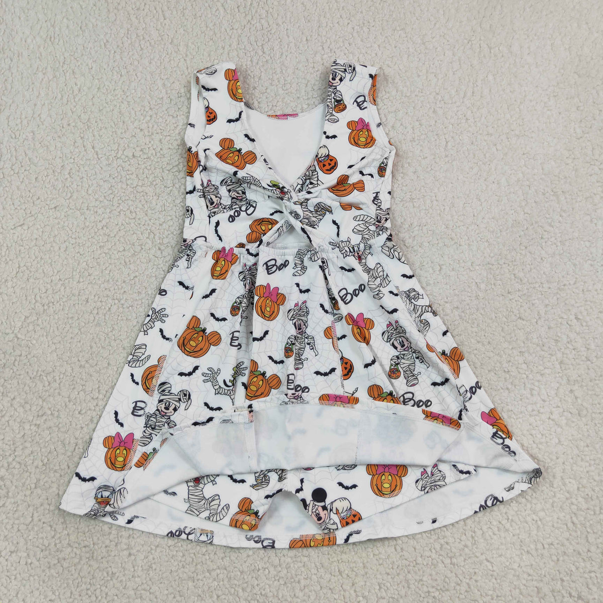 RTS NO MOQ yoga GSD4291 Baby Girls Cartoon Mouses Pumpkins Boo Halloweens Yoga Active Short Dress