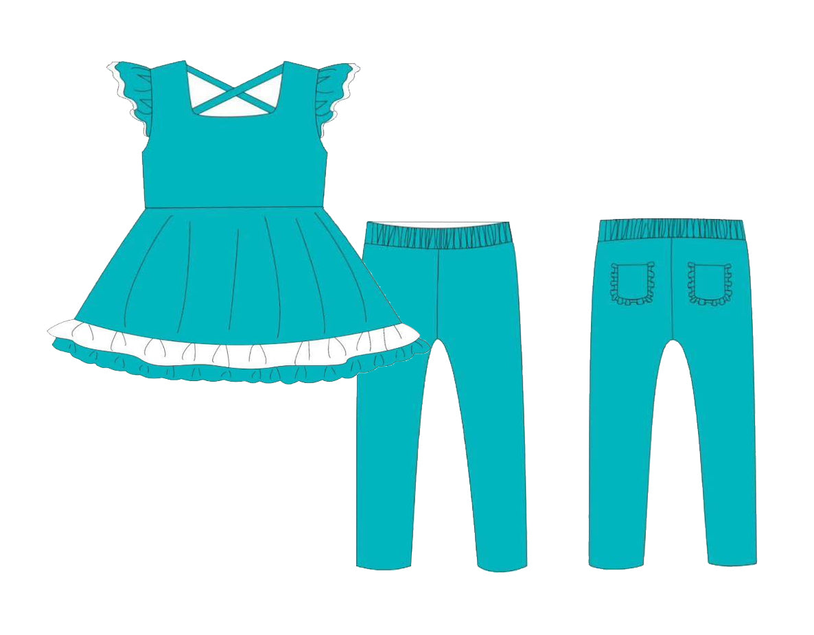 6.10GSPO2048 blue short-sleeved trousers suit