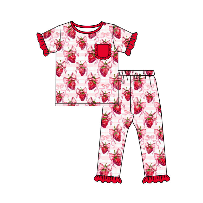 X925 GSPO2089 Strawberry Short-Sleeve Pants Set