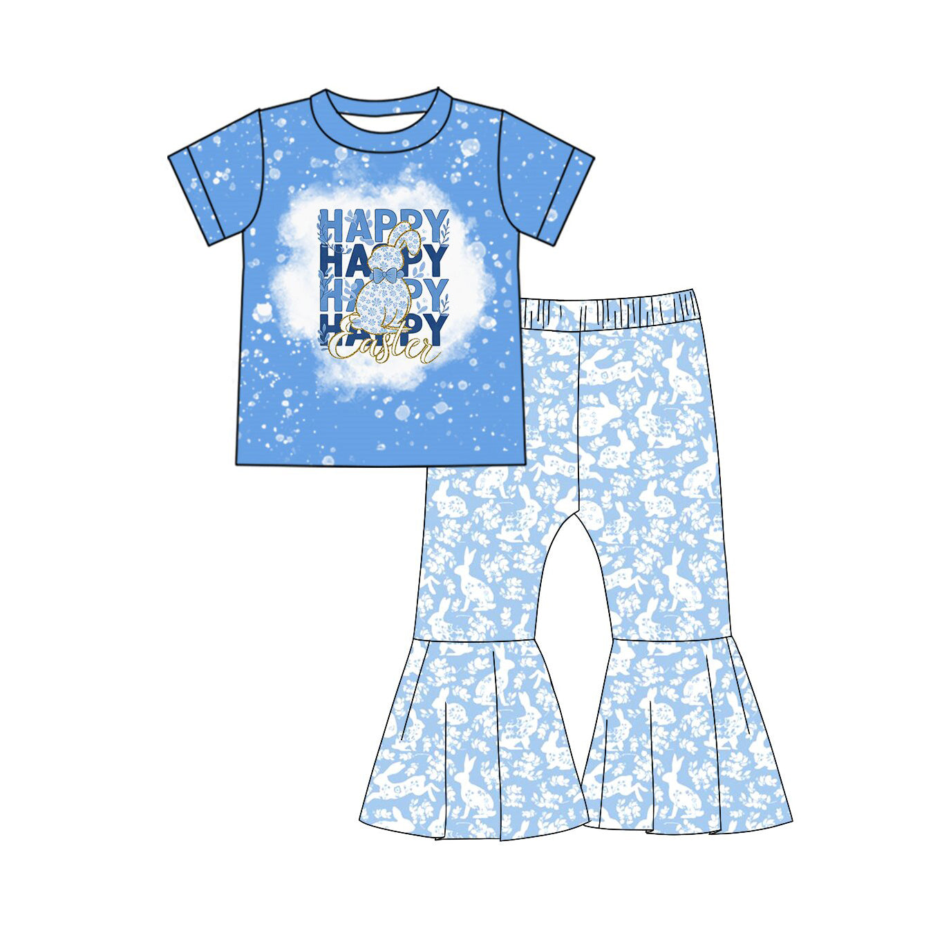 X10.29 GSPO2100 Blue Letter Short-Sleeve T-Shirt and Pants Set