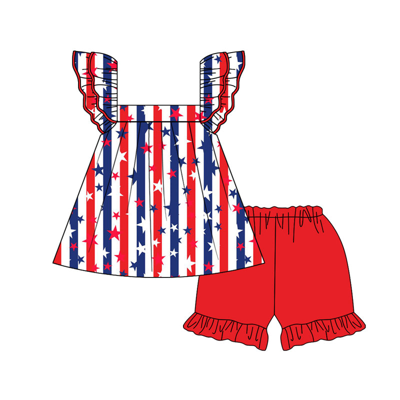 3.1GSSO2201 Red Independence Day Two-Piece Set