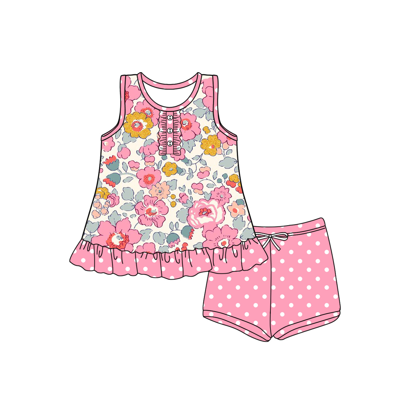 3.21GSSO2452 Flower Polka Dot Set