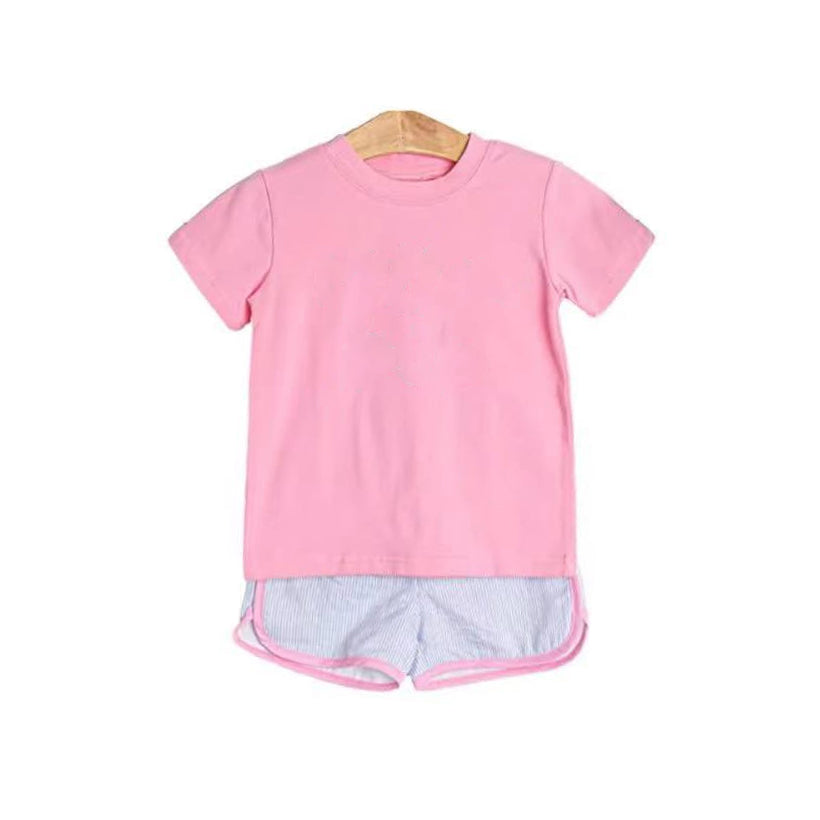 4.3GSO2543 Pink Girls Short Sleeve Suit