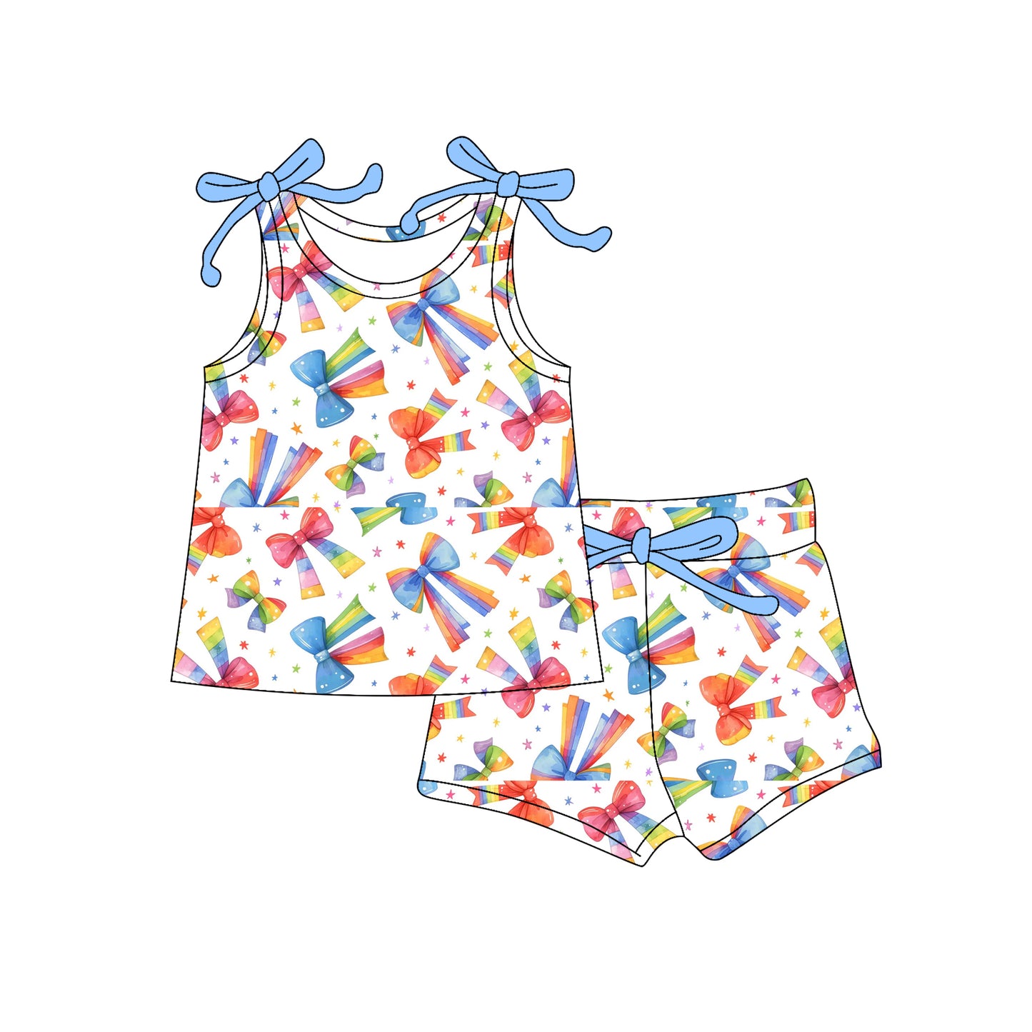 6.2GSSO2662 Bowknot suspender short-sleeved suit