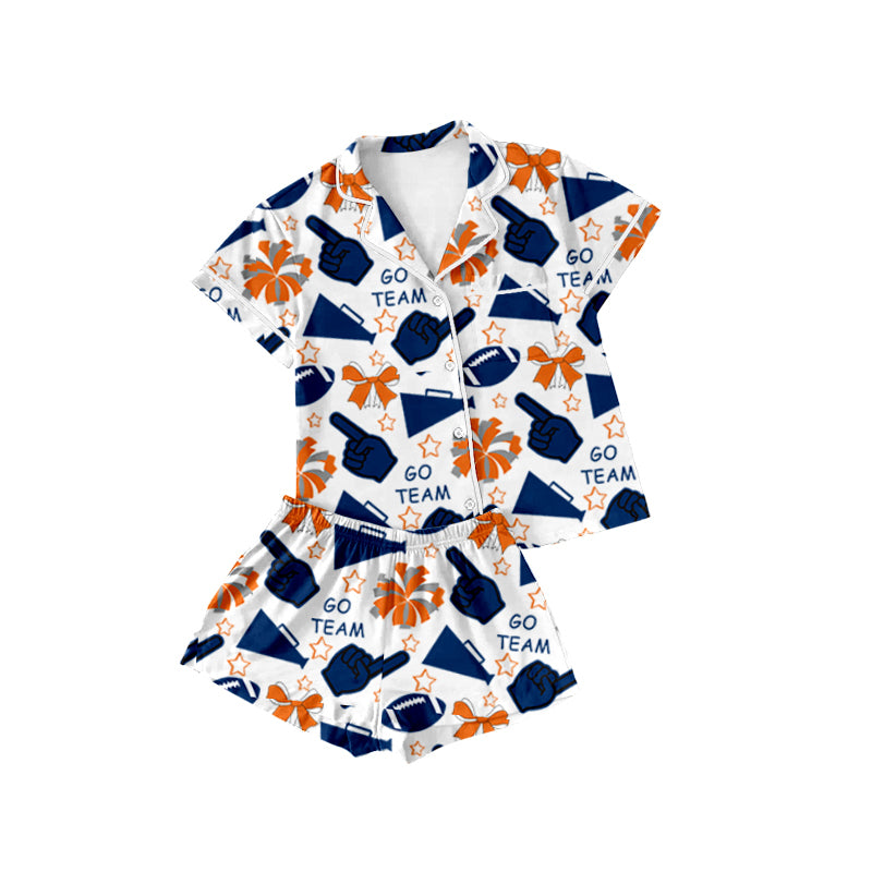 6.7GSSO2675 Blue Hand Gesture Football Cheer Pajamas Set