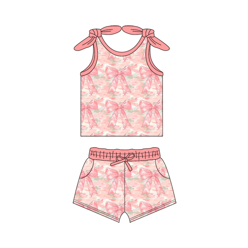 6.11GSSO2683 Pink Bow Summer Short Sleeve Suit