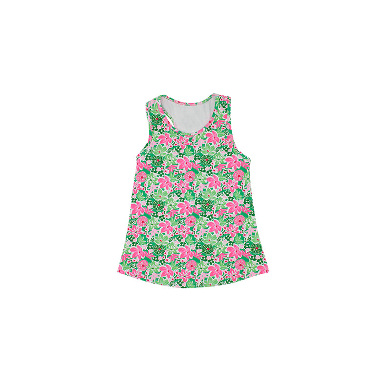 4.4GT1015 Green flower short-sleeved top