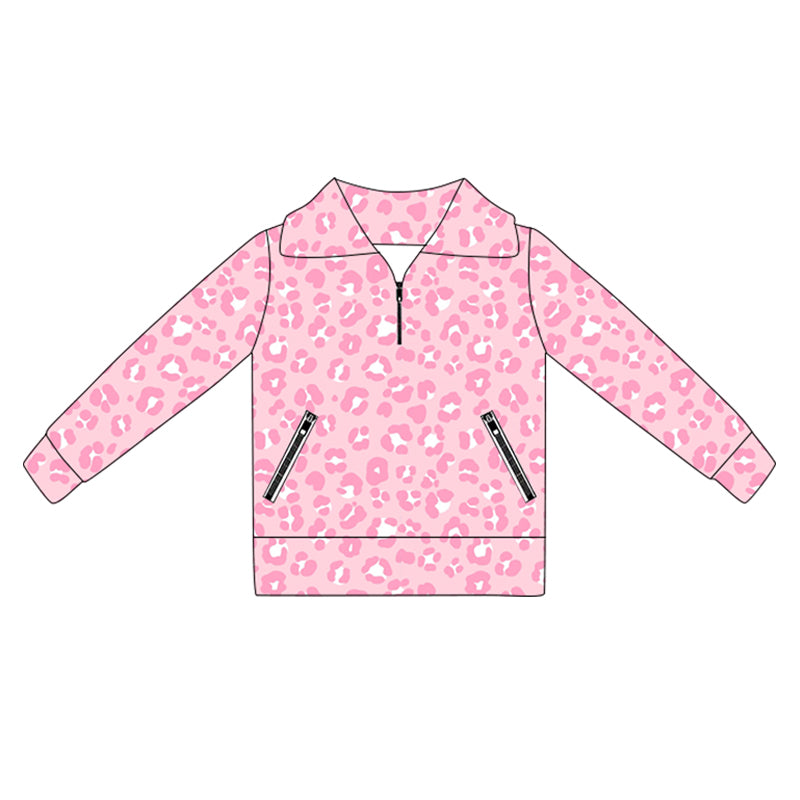 6.2GT1070 Pink Leopard Print Long Sleeve Yoga Top
