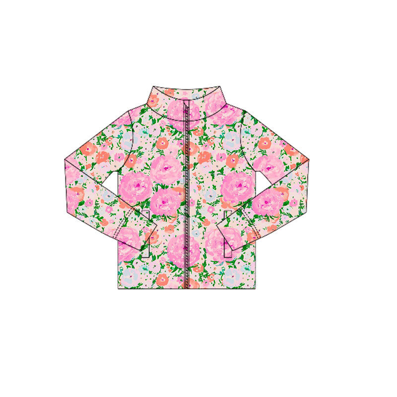 6.6GT1078 Rose zipper long-sleeved top