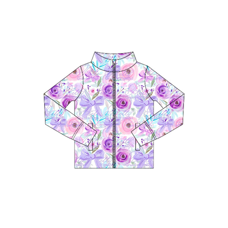 6.6GT1083 Purple Rose Zipper Long Sleeve Top