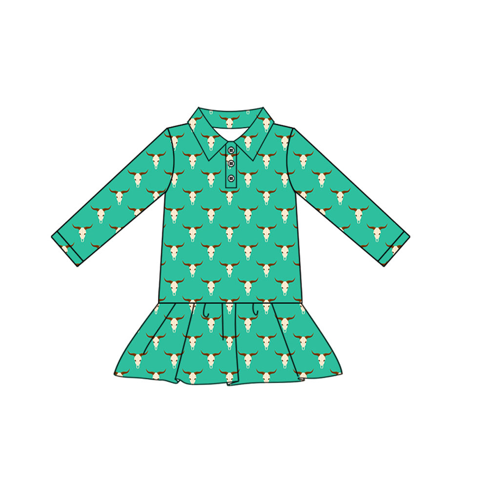 7.5GT1097 Lace Green Bull Head Long Sleeve Top