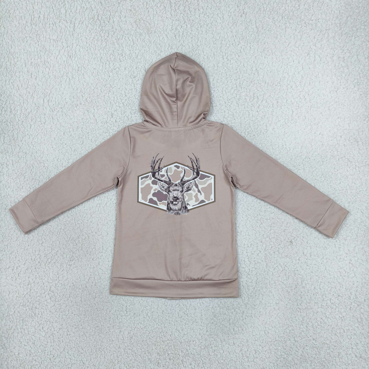 NEW RTS NO MOQ milk silk GT1144 Baby Girls Khaki Camo Deer Pocket Zip Hoodie Jackets Top