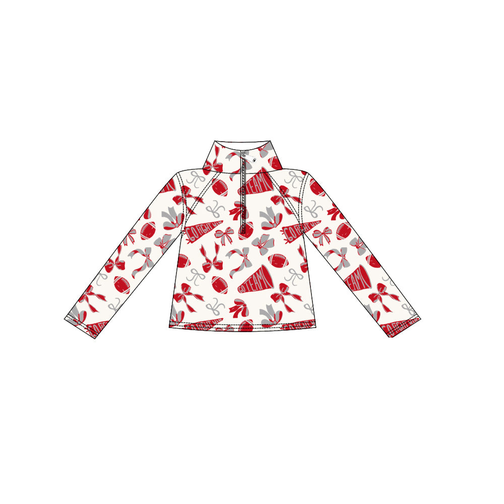X910 GT1198 Red Yoga Bow Zipper Top