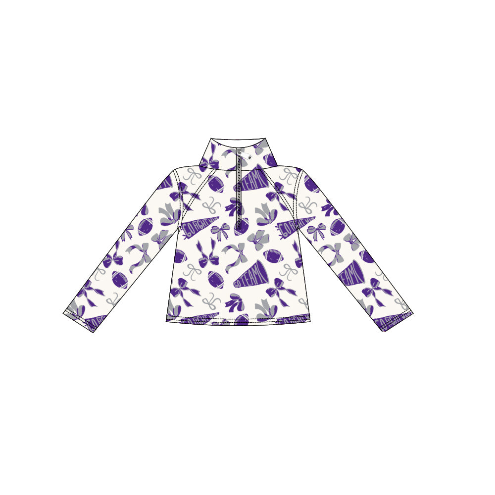 X910 GT1199 Purple Yoga Bow Zipper Top