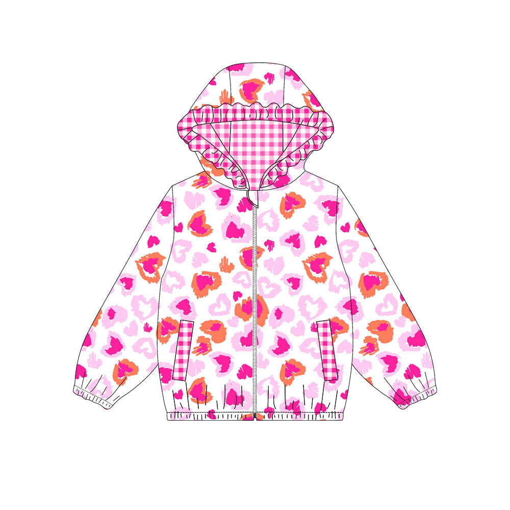 X905 GT1219 Pink Leopard Print Heart Hooded Top