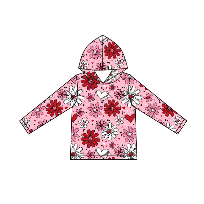 X924 GT1239 Flower Hooded Long-Sleeved Top