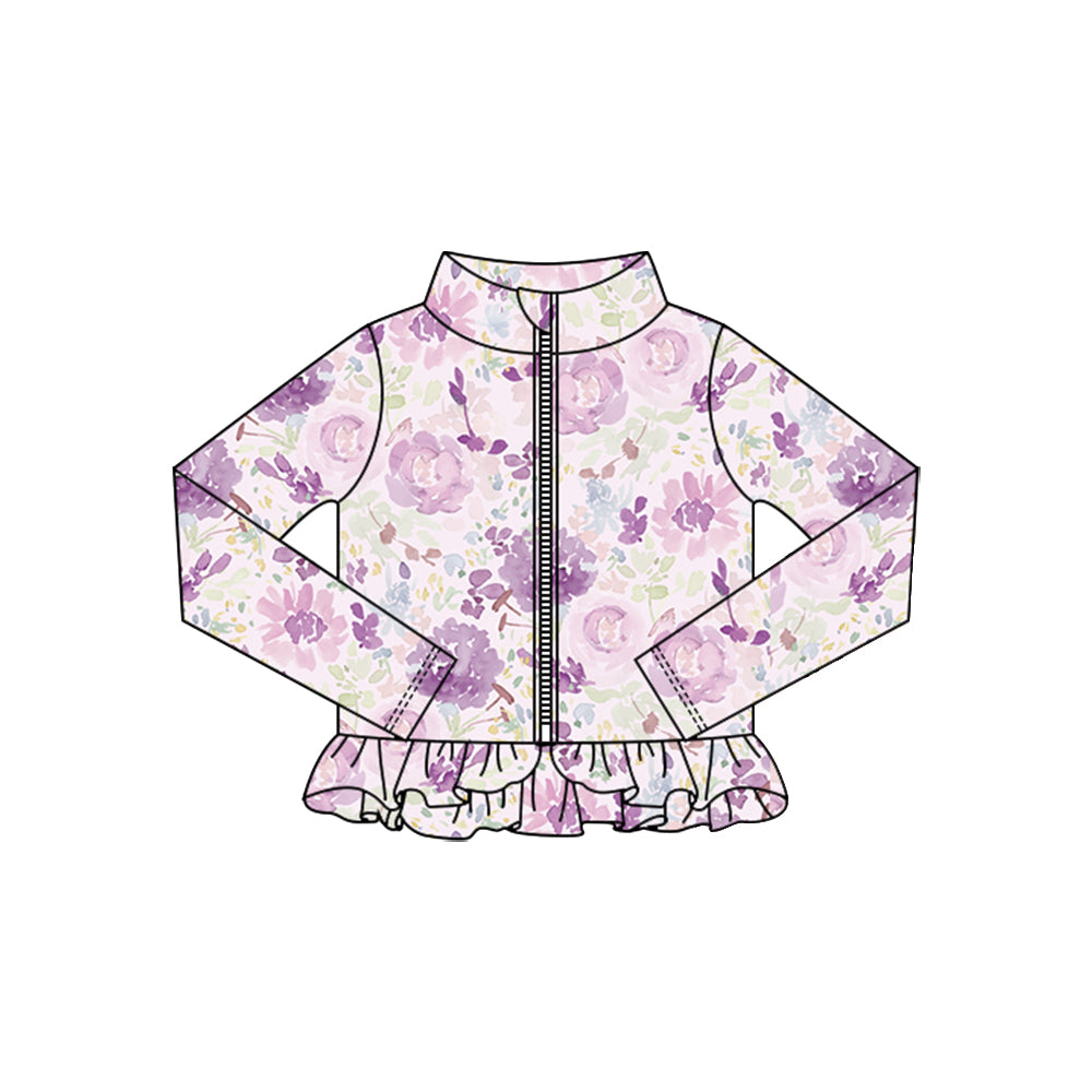 X10.17 GT1321 Purple Flower Yoga Top