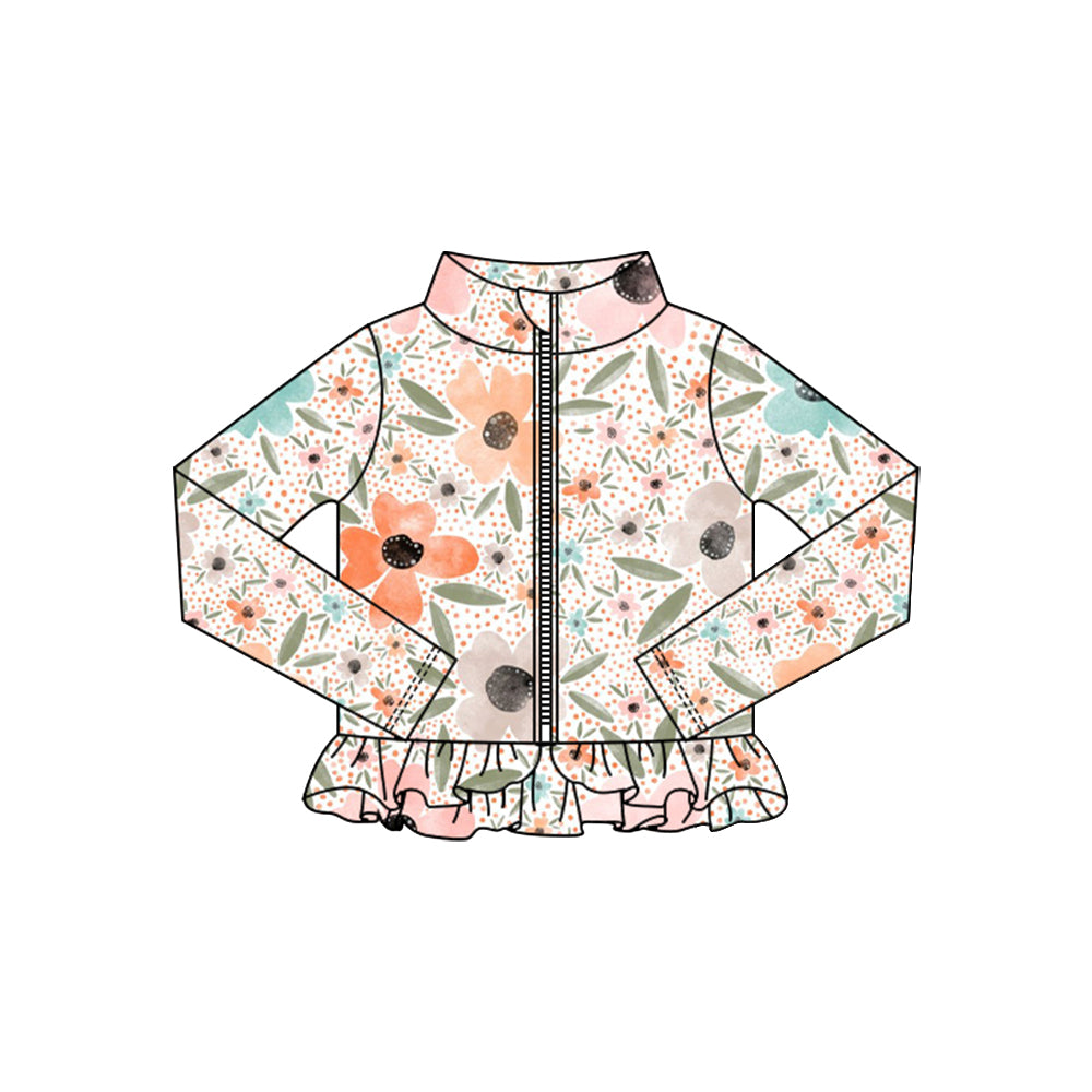 X10.17 GT1327 Floral Zipper Yoga Top