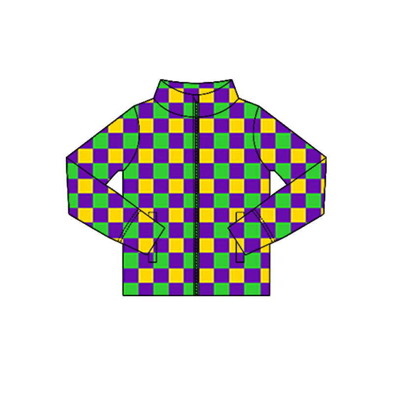 X10.22 GT1351 Plaid Zipper Top