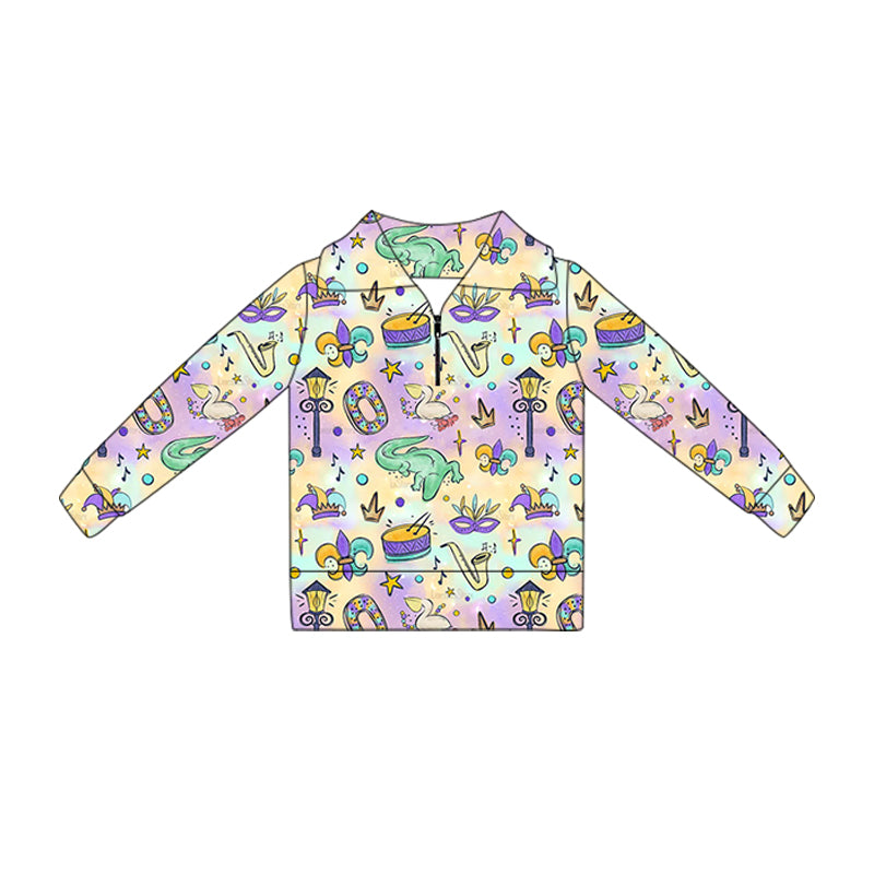 X10.23 GT1365 Cartoon Leopard Print Zippered Yoga Top