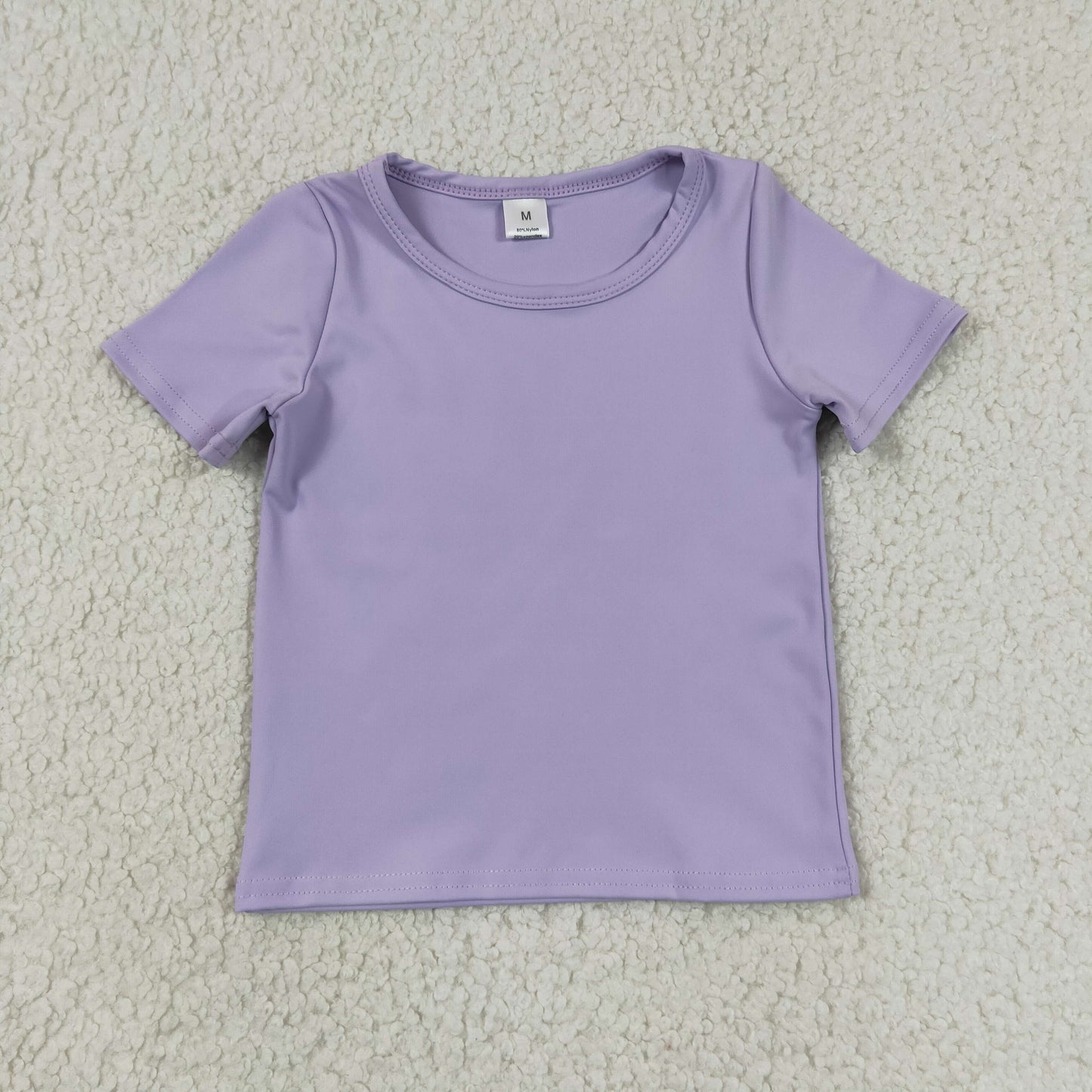 RTS NO MOQ Yoga GT1628 Baby Girls Lavender Short Sleeve Yoga Active T-shirts Top