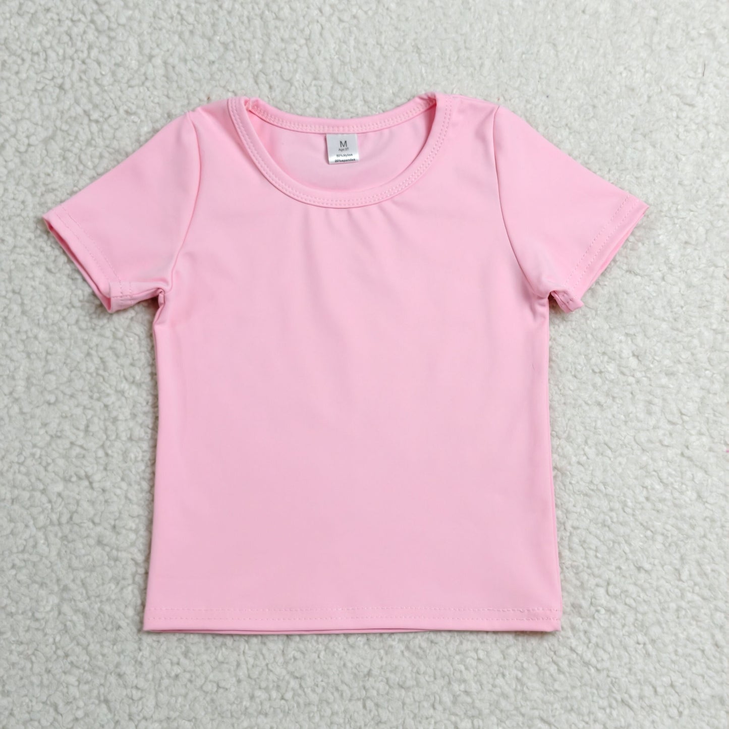 RTS NO MOQ Yoga GT1630 Baby Girls Light Pink Short Sleeve Yoga Active T-shirts Top