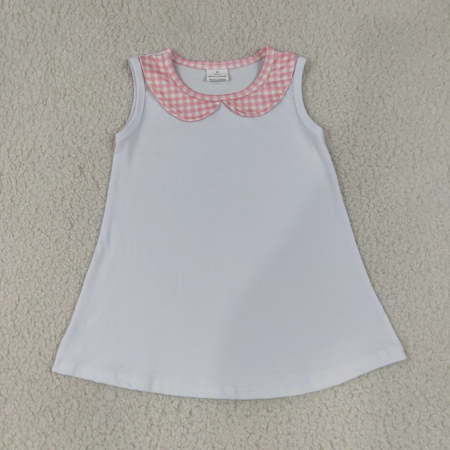NEW RTS NO MOQ milk silk GT1706 Baby Boys Pink Check Print Collared Sleeveless T Shirt Casual Top