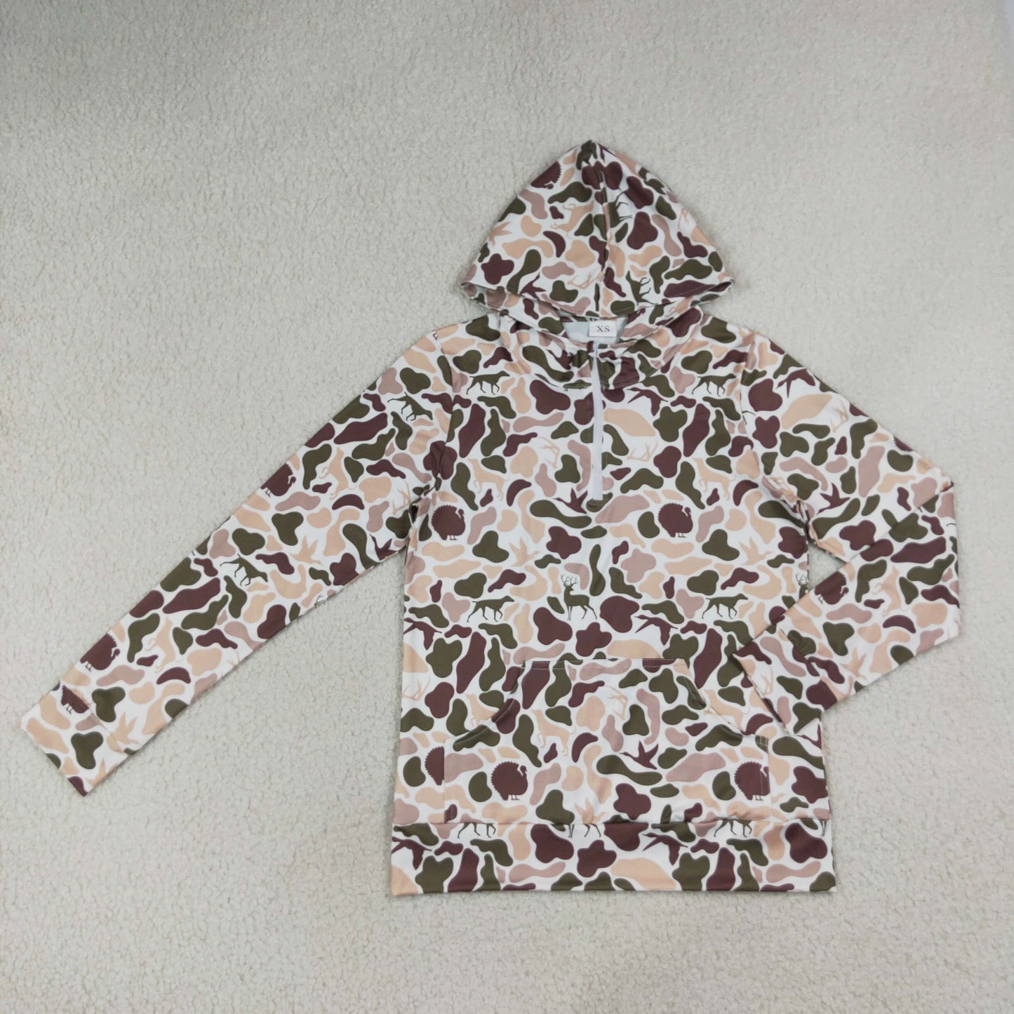 NEW RTS NO MOQ milk silk GT1711 Adult Women Camo Zip Front Long Sleeve Hoodie With Pockets