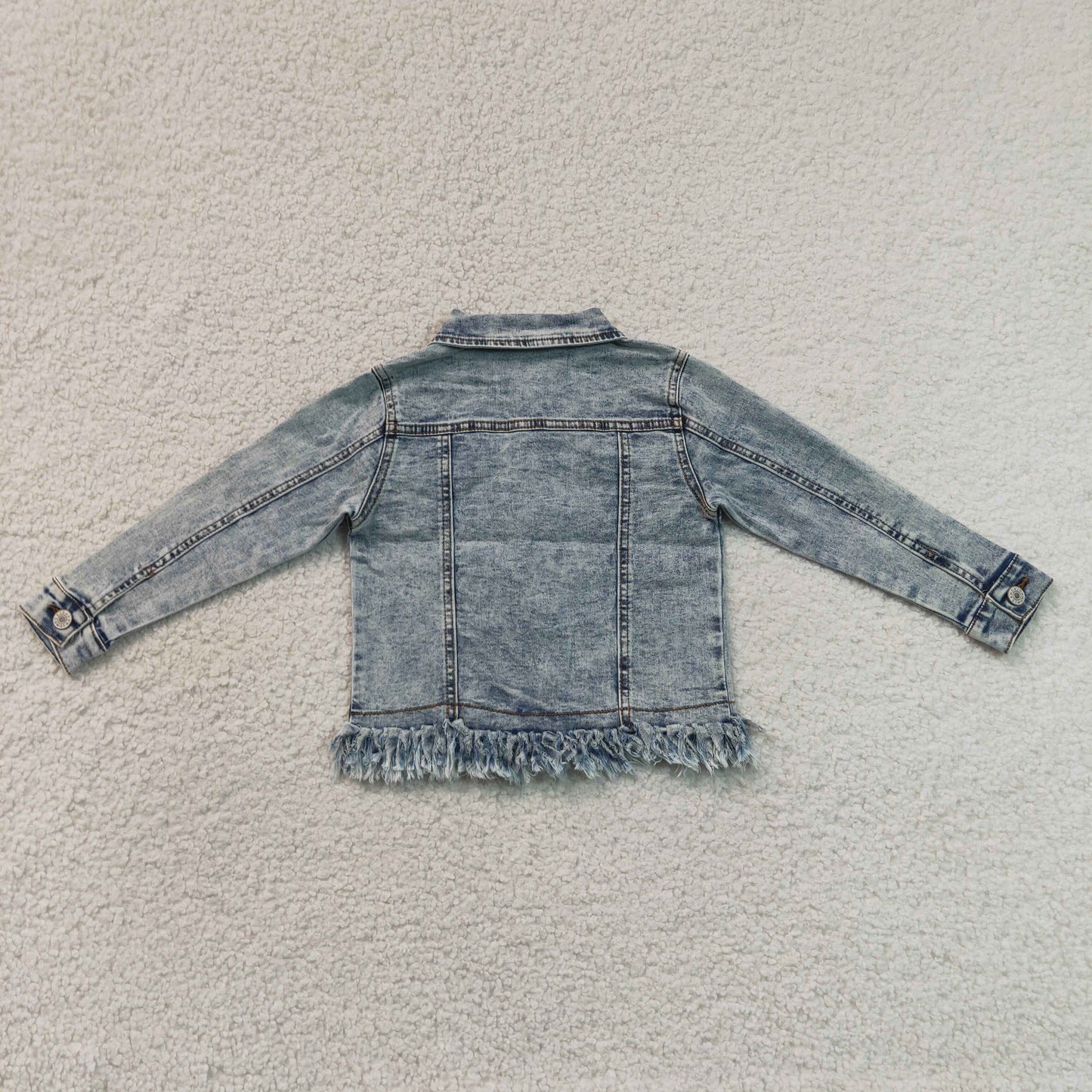 RTS NO MOQ milk silk GT1753 Baby Girls Denim Long Sleeve Button Down Jacket Pocket Daily Wear Coat