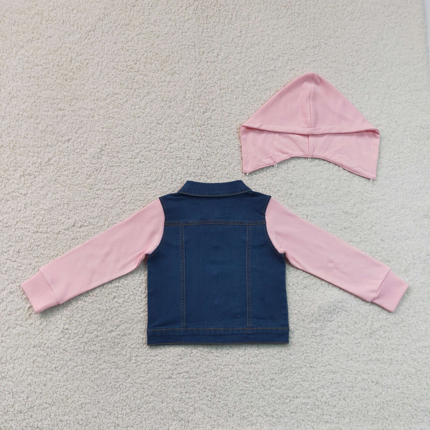 RTS NO MOQ milk silk GT1754 Baby Girls Long Sleeve Button Up Denim Jacket Two Front Pockets Outer Coat