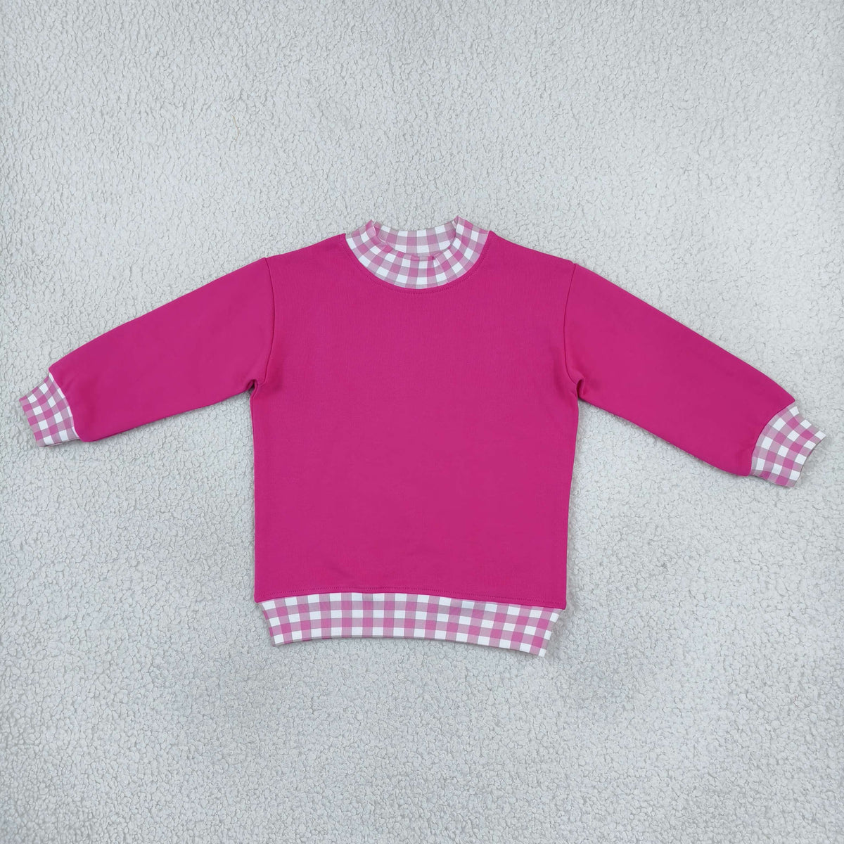 NEW RTS NO MOQ fleece GT1800 Baby Girls Hot Pink Long Sleeve Sweater Fall T-shirts Top