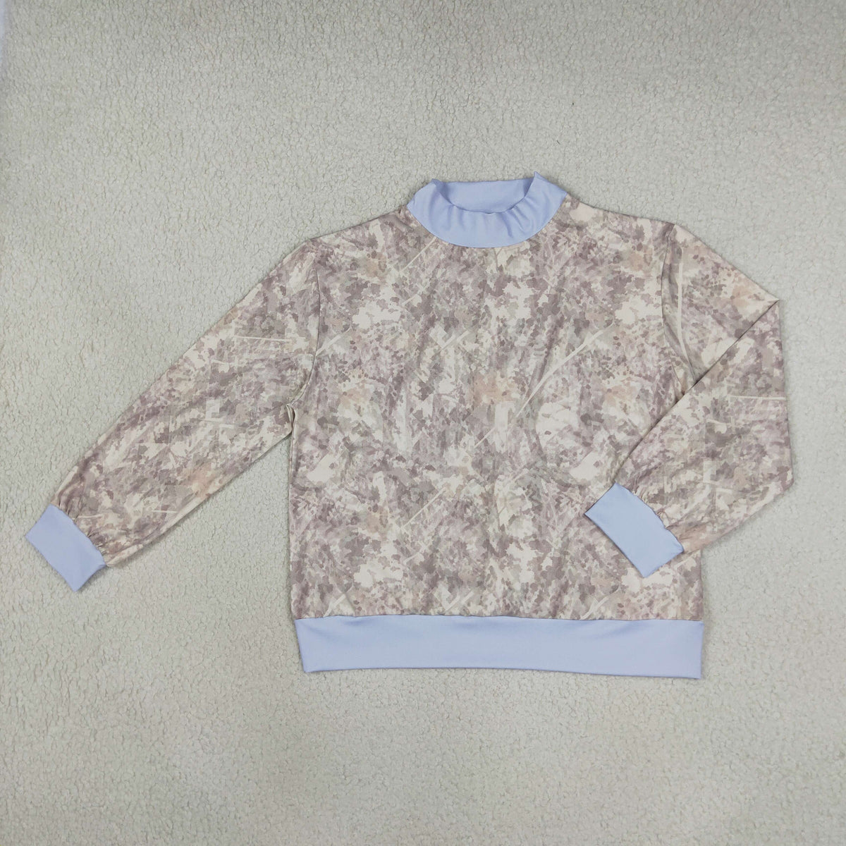 NEW RTS NO MOQ yoga fabric GT1882 Adult Women Long Sleeve Light Blue Khaki Camo Yoga Active Choker T-shirts Top