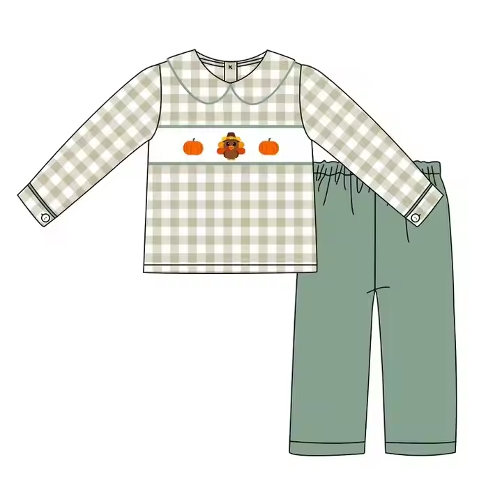 6.9 Pumpkin Thanksgiving Green Turkey Long Sleeve Suit
