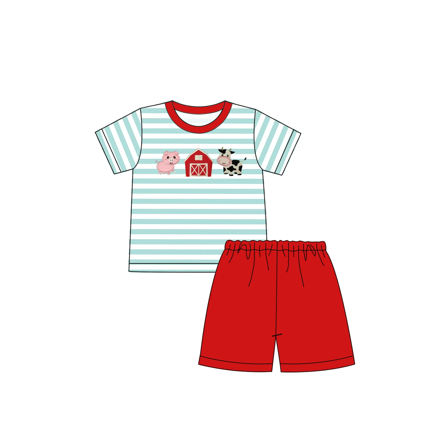 5.19 Farm Stripe Short Sleeve Boys Suit