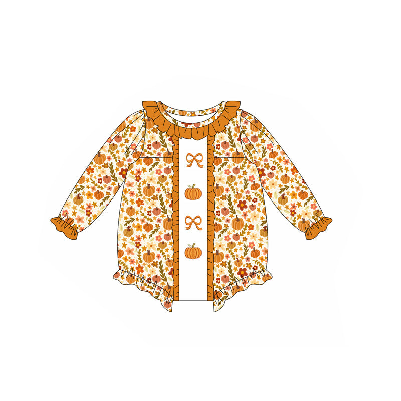 5.17LR228 Pumpkin Flower Long Sleeve Toddler Clothes