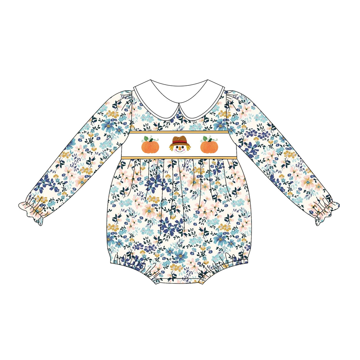5.21LR226 Pumpkin Flower Doll Collar Toddler Clothes
