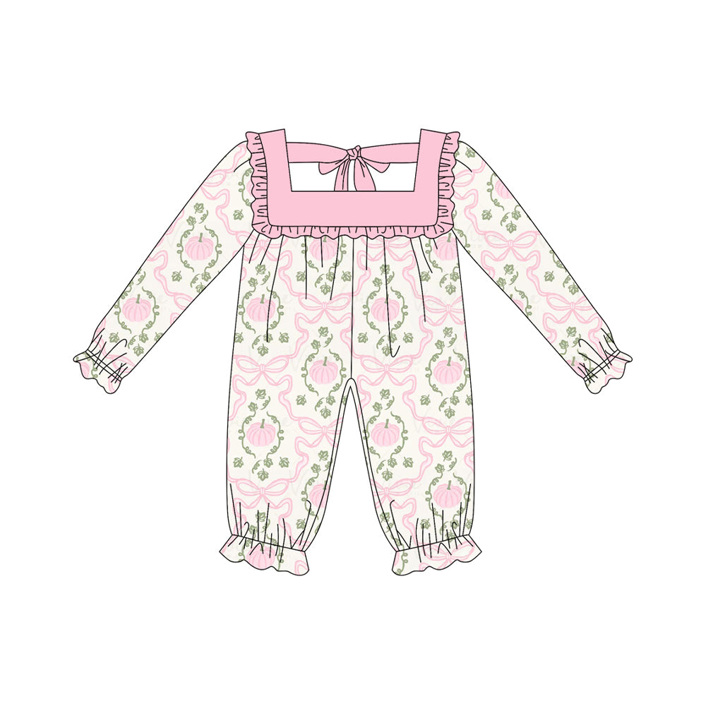 5.28SR2255 Pink Pumpkin Bow Long Sleeve Toddler Clothes