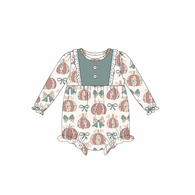 6.18LR2346 Pumpkin Green Button Toddler Clothes
