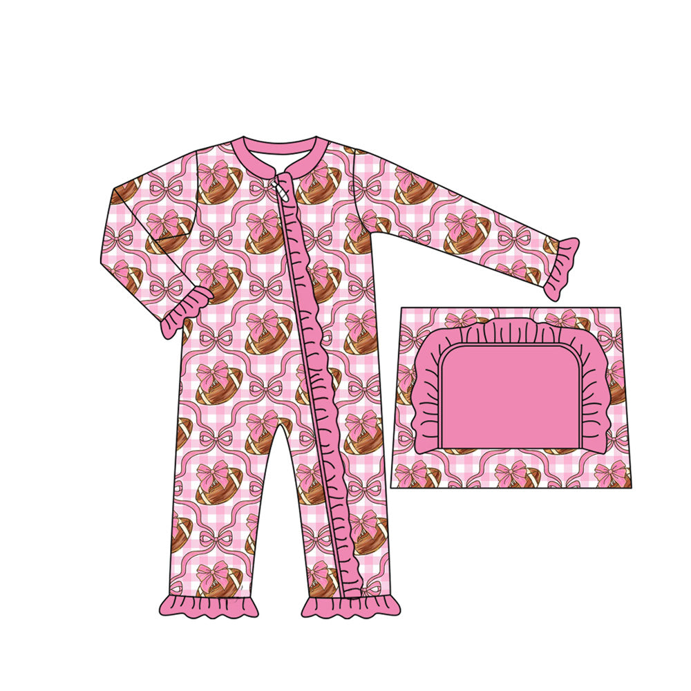 6.26LR2361 Rugby pink bow zipper toddler clothes