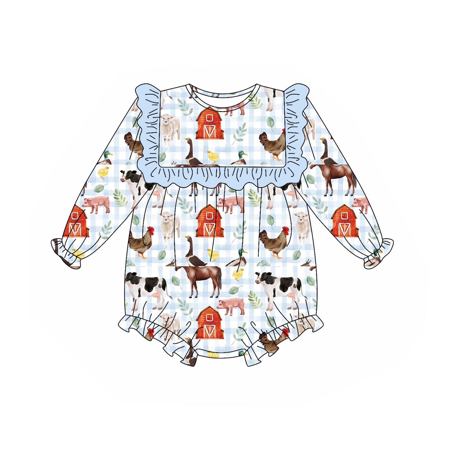 6.26LR2362 Farm Doll Collar Toddler Clothes