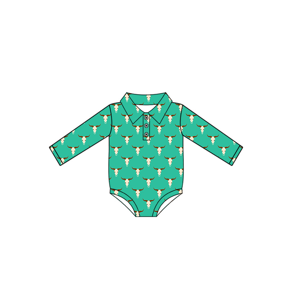 7.5LR2378 Bull head green long-sleeved toddler clothes