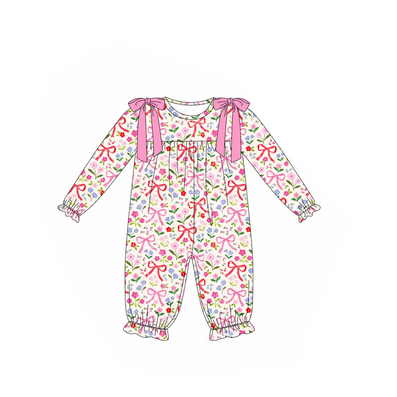 7.7LR2387 Bowknot Long Sleeve Toddler Clothes