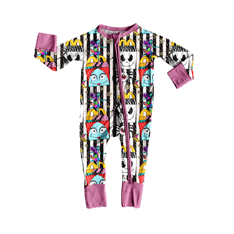 7.17LR2423 Halloween purple zipper long-sleeved toddler clothes