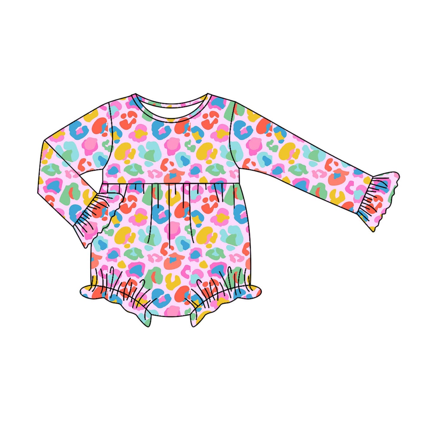 7.17LR2430 Colorful leopard print long-sleeved toddler clothes